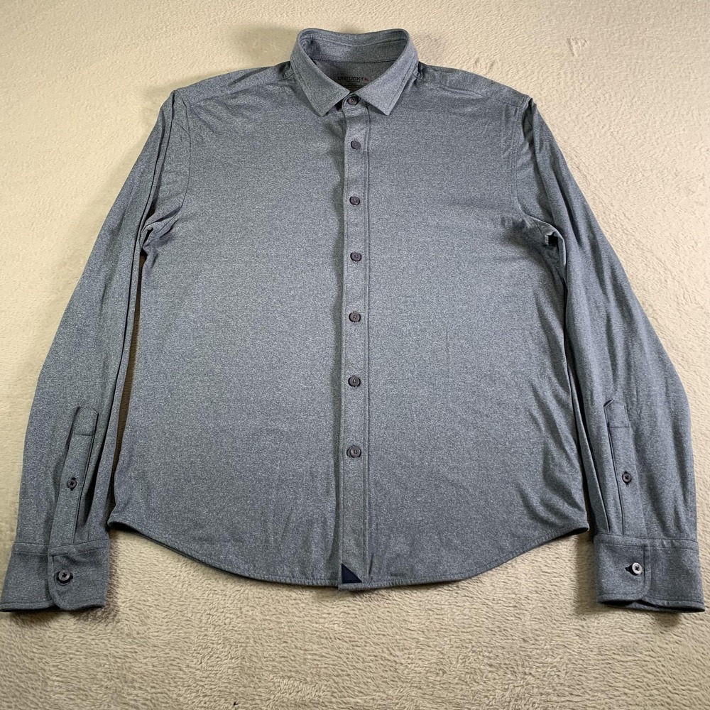 UNTUCKit Perf Tee BD Storm Shirt Mens Medium Gray Long‎ Sleeve Button Down 40256